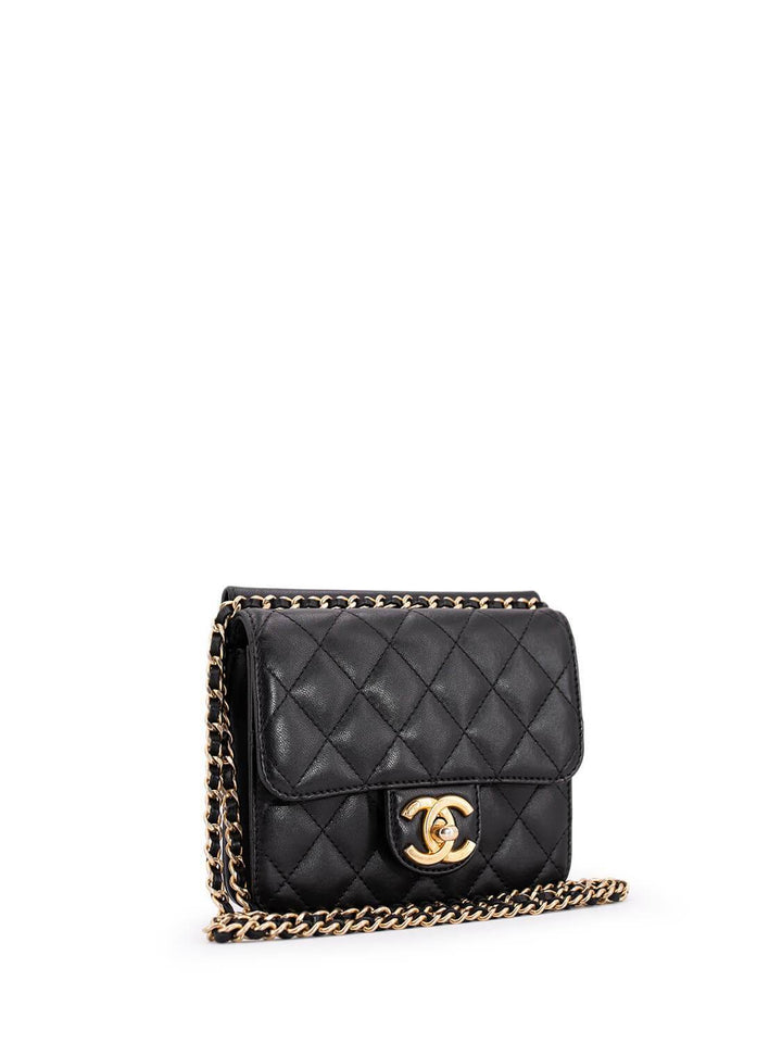 Top Quality Chanel Quilted Leather Mini Square Flap Bag Black