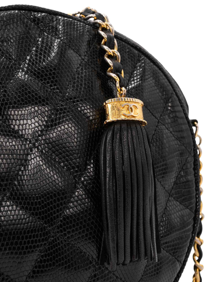 Top Quality Chanel Quilted Leather Round Tassel Messenger Bag Black