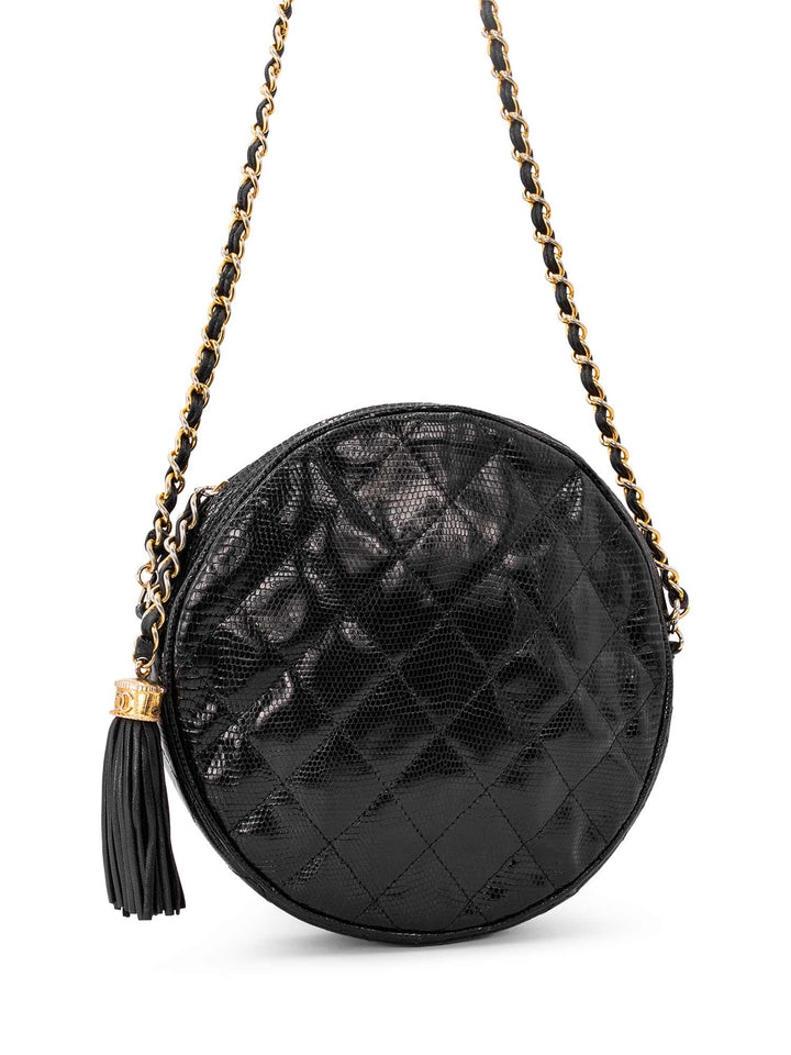 Top Quality Chanel Quilted Leather Round Tassel Messenger Bag Black