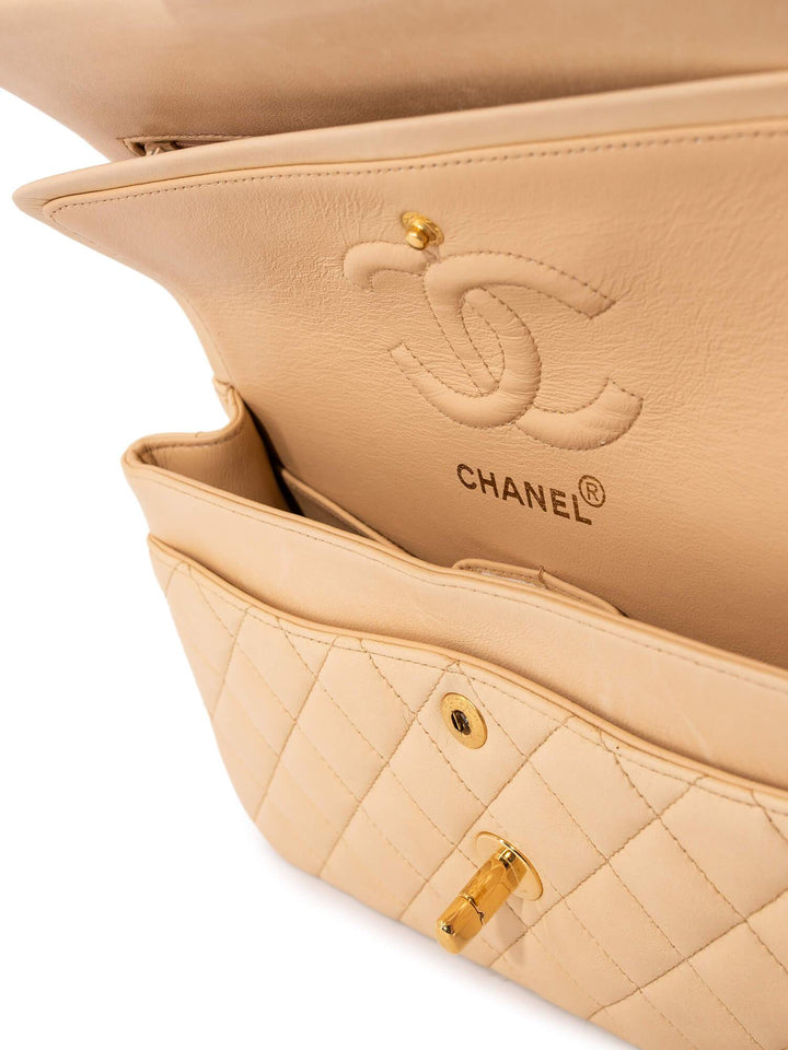 Top Quality Chanel Quilted Leather Small Double Flap Bag Beige