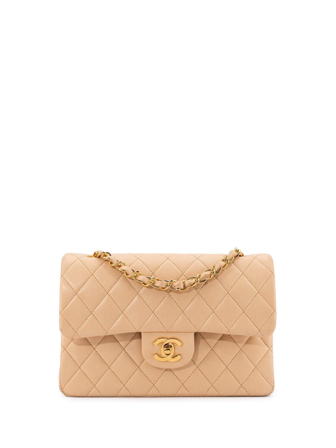 Top Quality Chanel Quilted Leather Small Double Flap Bag Beige