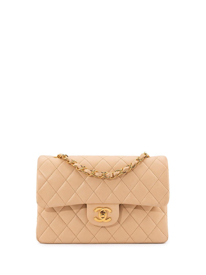 Top Quality Chanel Quilted Leather Small Double Flap Bag Beige