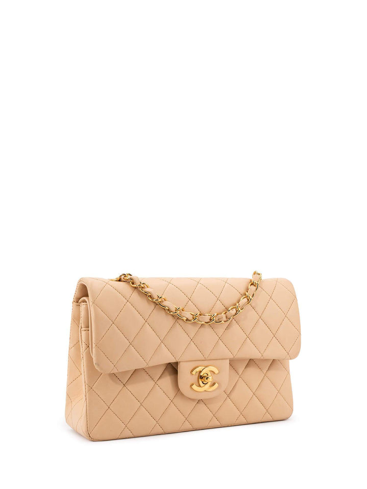 Top Quality Chanel Quilted Leather Small Double Flap Bag Beige