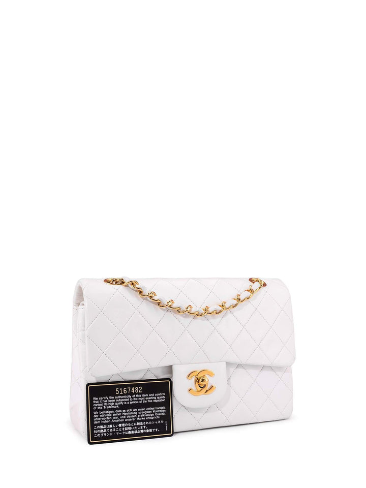 Top Quality Chanel Quilted Leather Small Double Flap Bag White