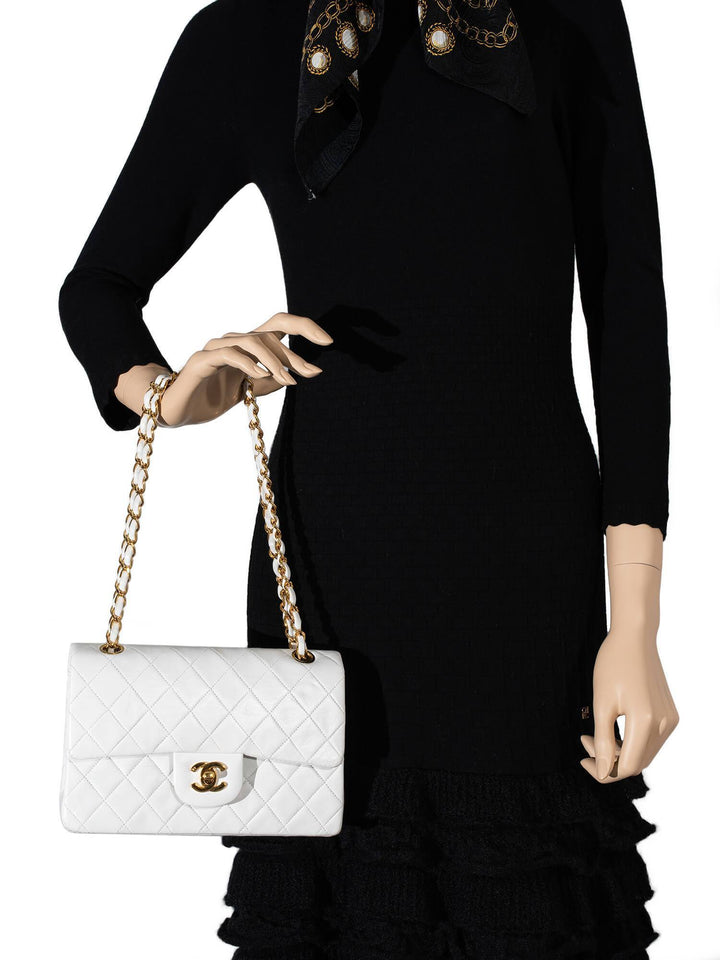 Top Quality Chanel Quilted Leather Small Double Flap Bag White