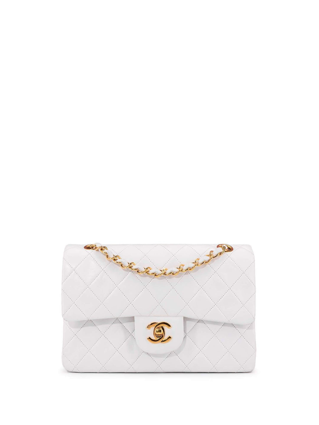 Top Quality Chanel Quilted Leather Small Double Flap Bag White