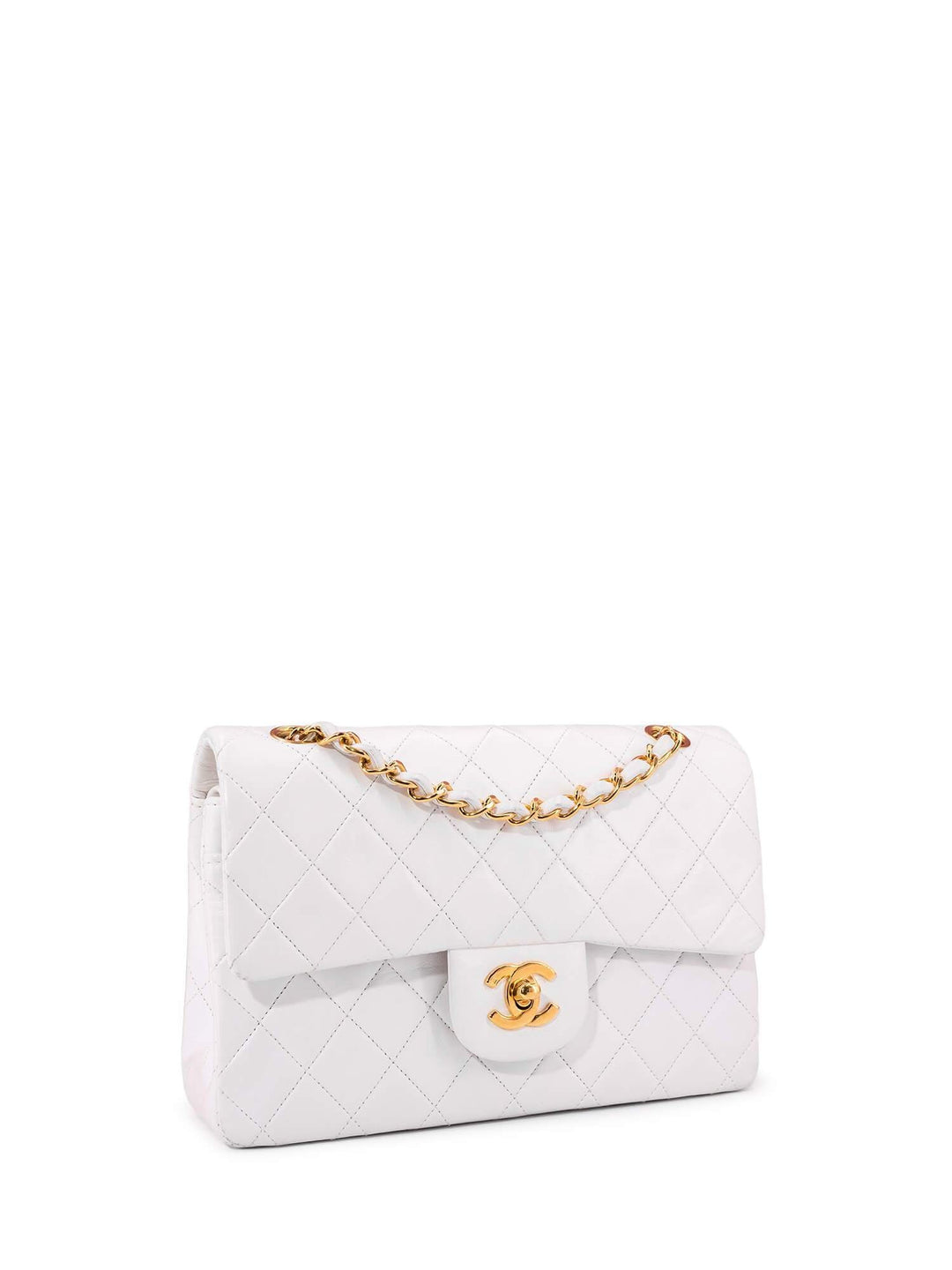 Top Quality Chanel Quilted Leather Small Double Flap Bag White