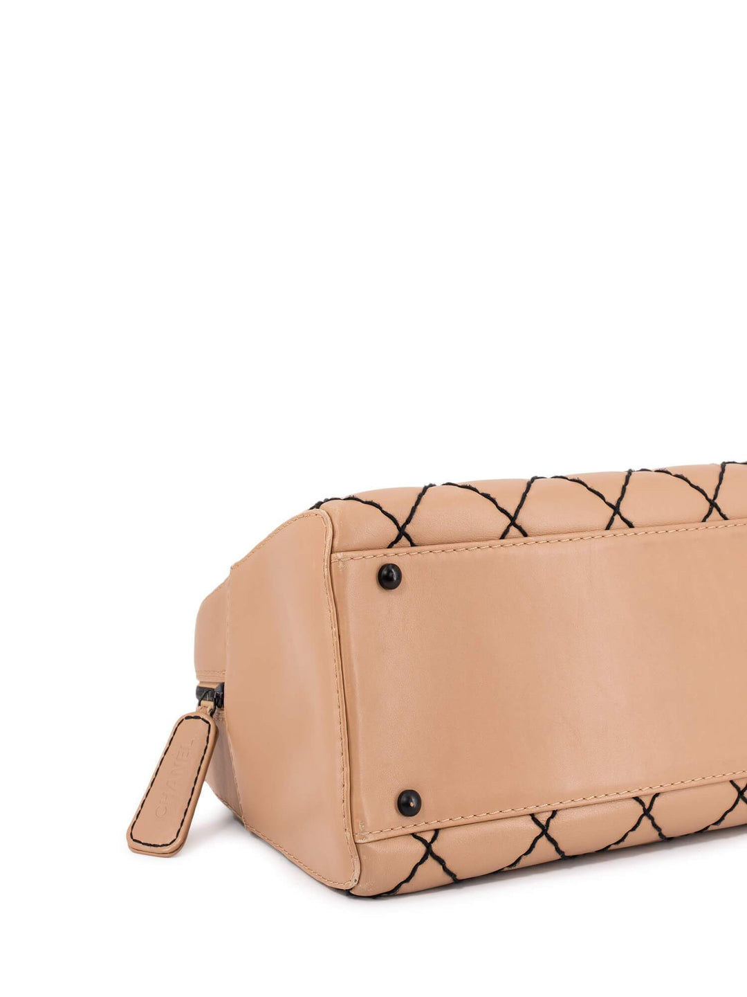 Top Quality Chanel Quilted Leather Surpique Bowler Bag Beige