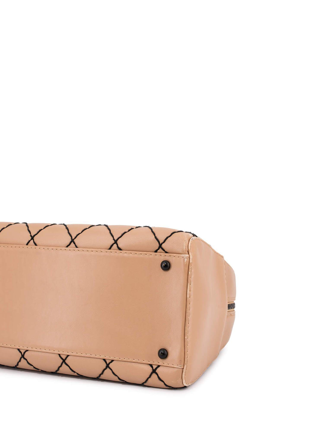 Top Quality Chanel Quilted Leather Surpique Bowler Bag Beige