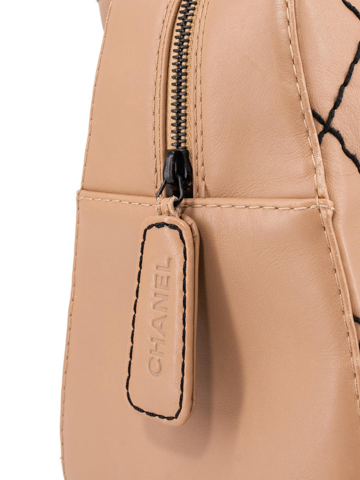 Top Quality Chanel Quilted Leather Surpique Bowler Bag Beige