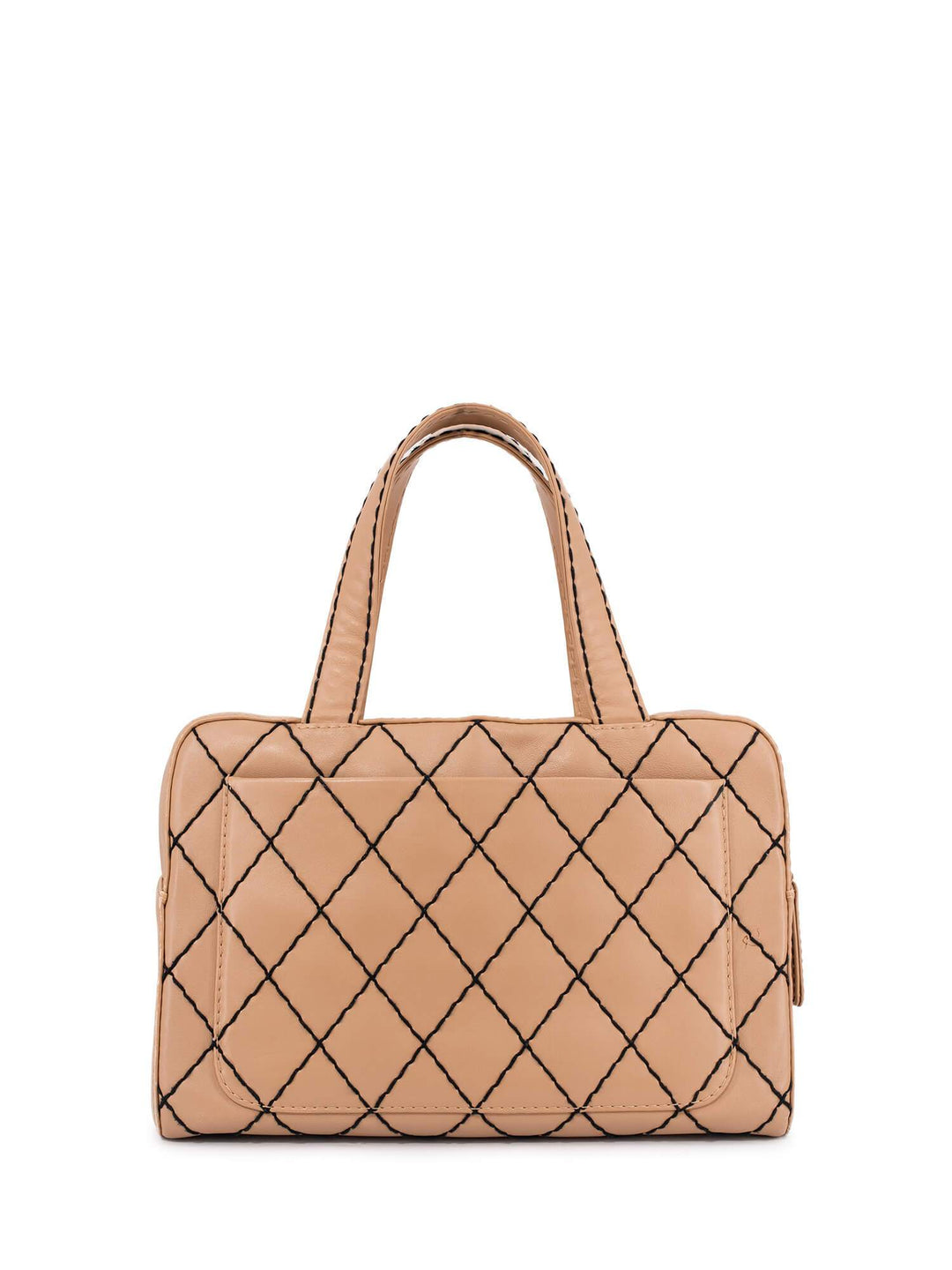 Top Quality Chanel Quilted Leather Surpique Bowler Bag Beige
