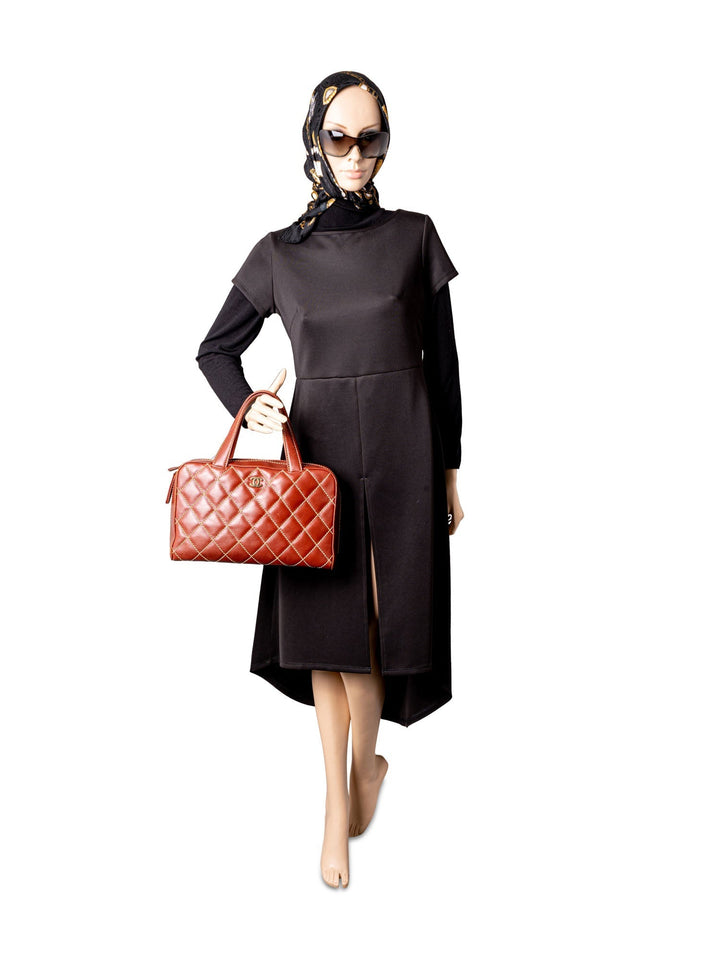 Top Quality Chanel Quilted Leather Surpique Bowler Bag Brown