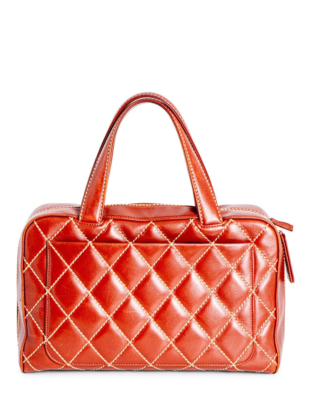 Top Quality Chanel Quilted Leather Surpique Bowler Bag Brown