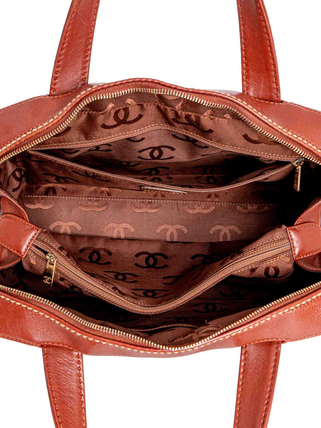 Top Quality Chanel Quilted Leather Surpique Bowler Bag Brown