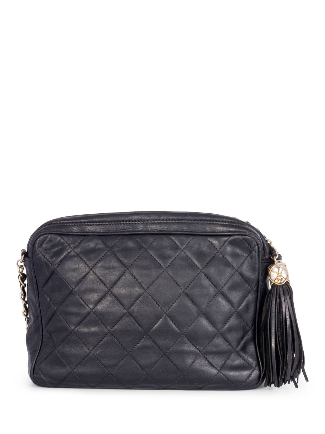 Top Quality Chanel Quilted Leather Tassel Camera Bag Black