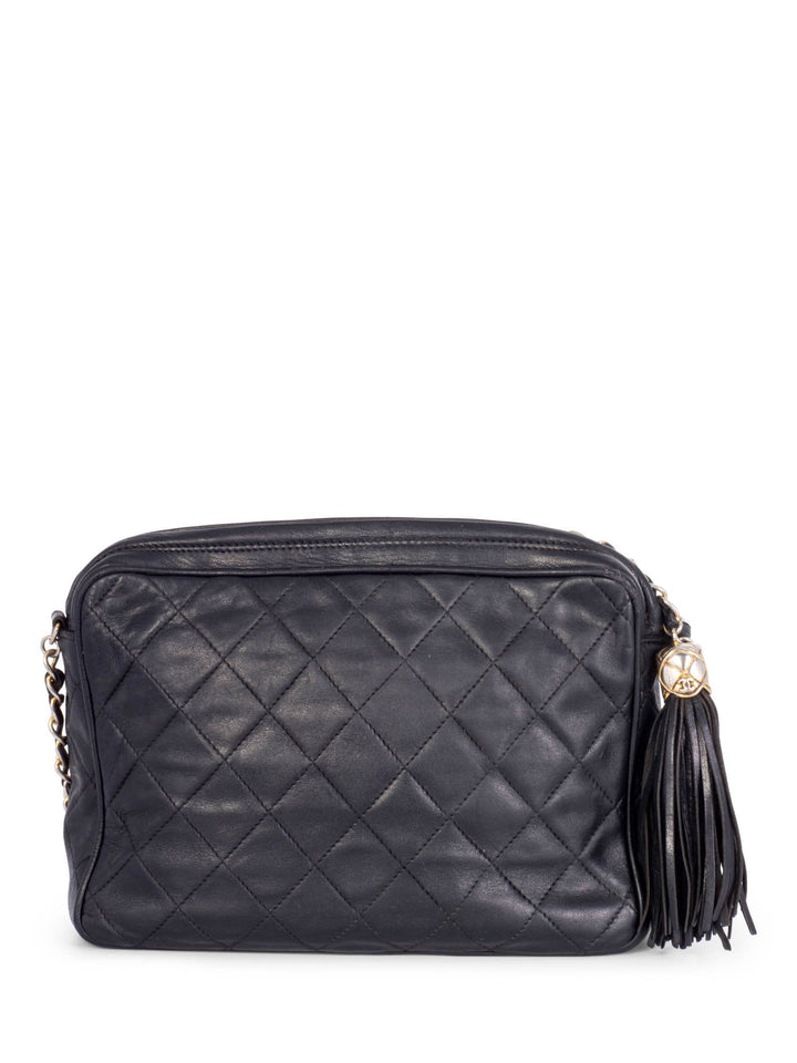 Top Quality Chanel Quilted Leather Tassel Camera Bag Black