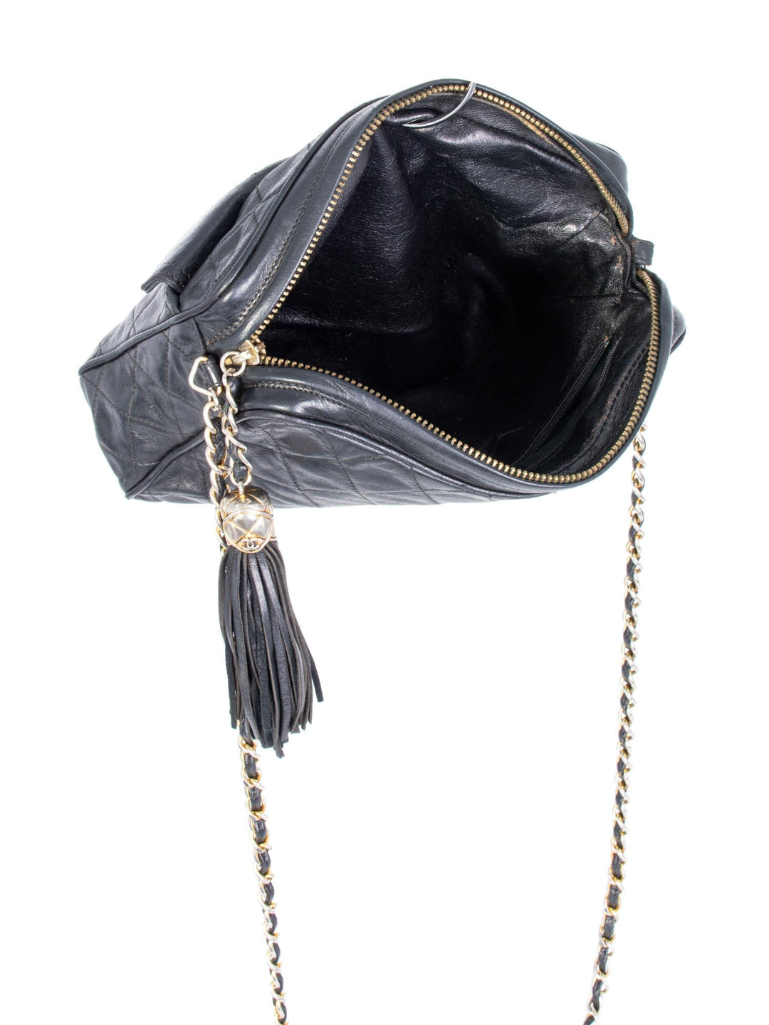 Top Quality Chanel Quilted Leather Tassel Camera Bag Black