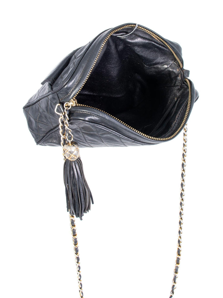Top Quality Chanel Quilted Leather Tassel Camera Bag Black