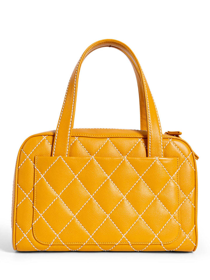 Top Quality Chanel Quilted Leather Top Handle Bag Yellow