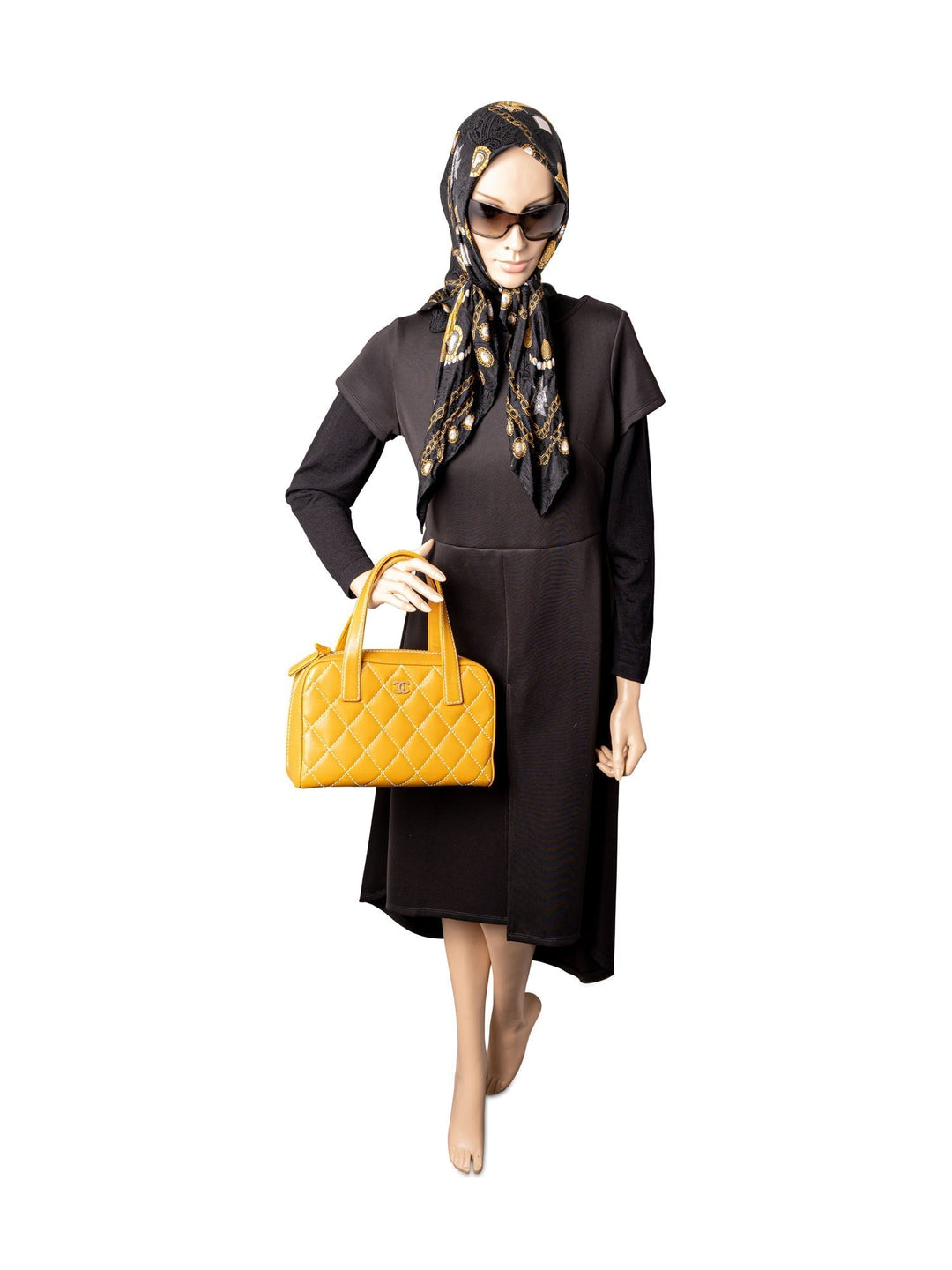 Top Quality Chanel Quilted Leather Top Handle Bag Yellow