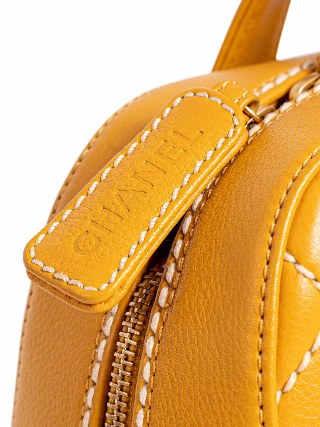 Top Quality Chanel Quilted Leather Top Handle Bag Yellow