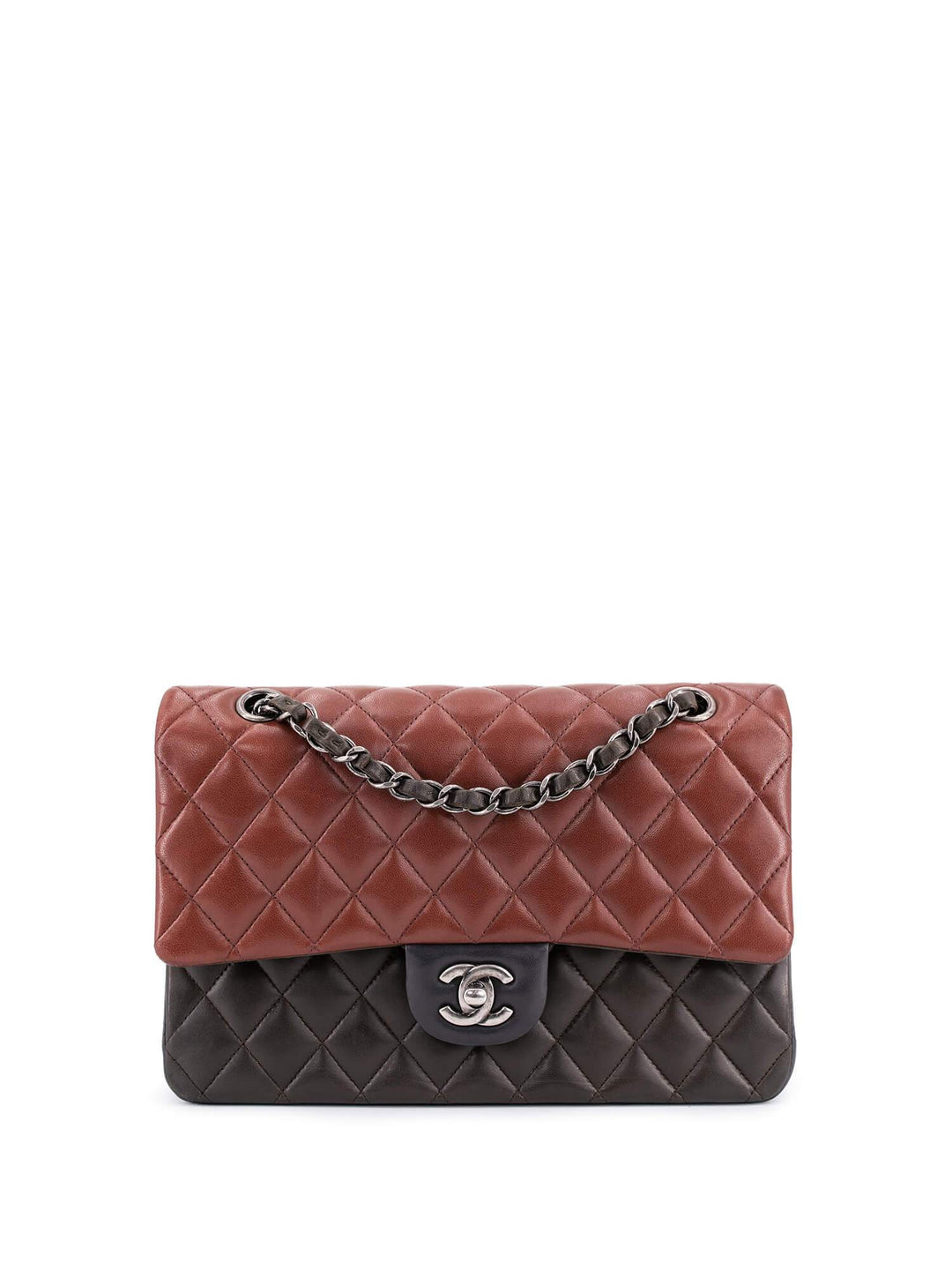 Top Quality Chanel Quilted Leather Tri-Color Medium Double Flap Bag Burgundy