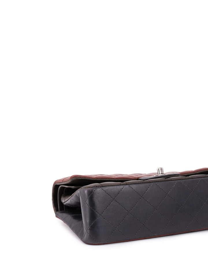 Top Quality Chanel Quilted Leather Tri-Color Medium Double Flap Bag Burgundy