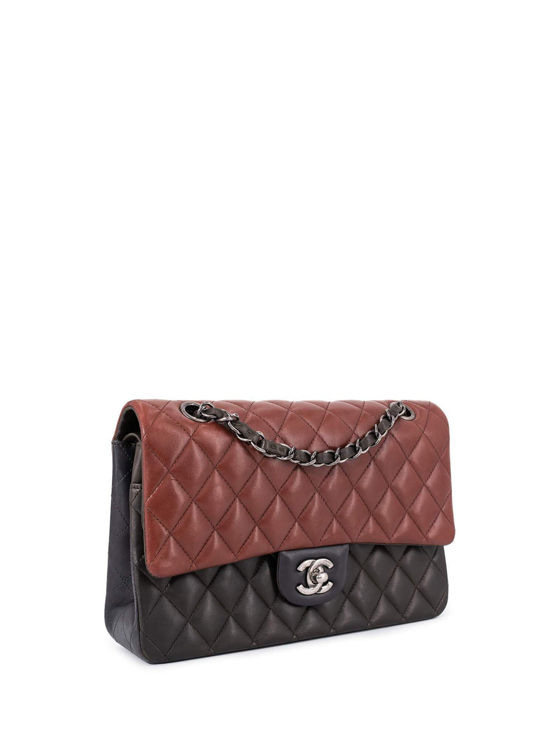 Top Quality Chanel Quilted Leather Tri-Color Medium Double Flap Bag Burgundy