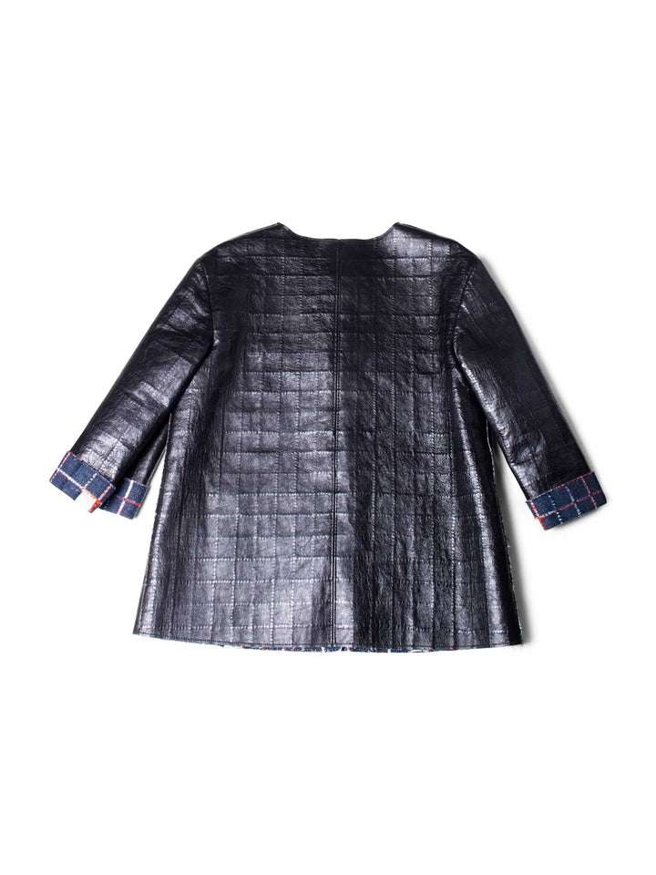 Top Quality Chanel Quilted Leather Tweed Fringe Jacket Black