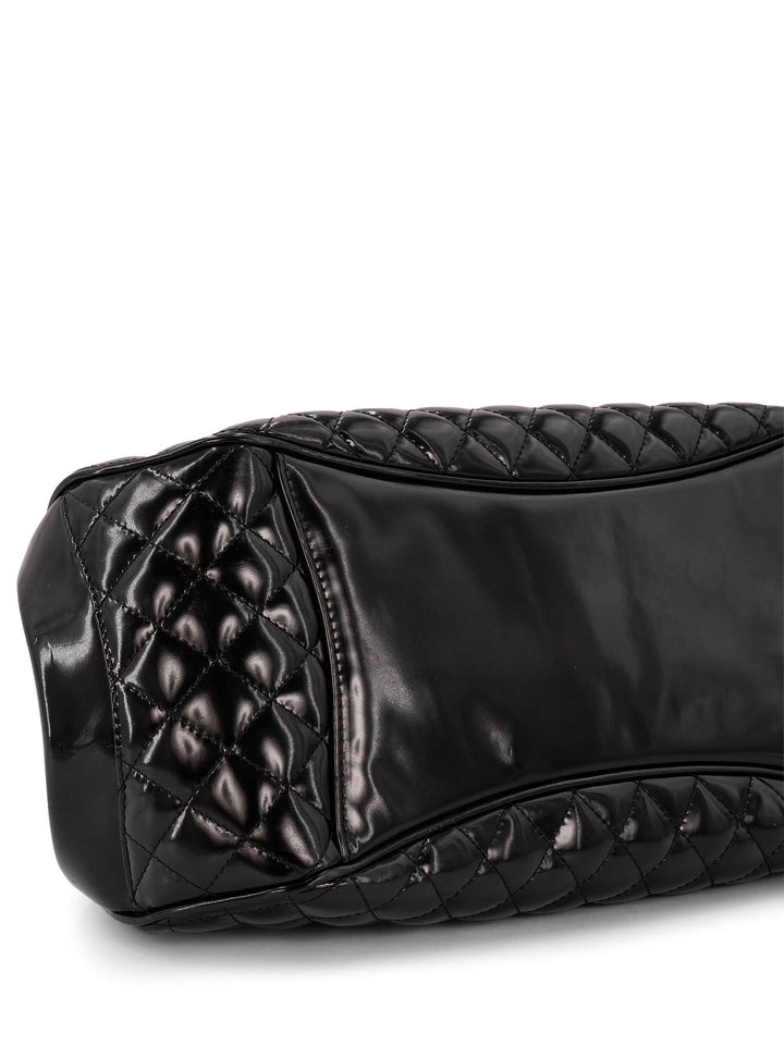 Top Quality Chanel Quilted Patent Leather CC Logo Top Handle Bag Black