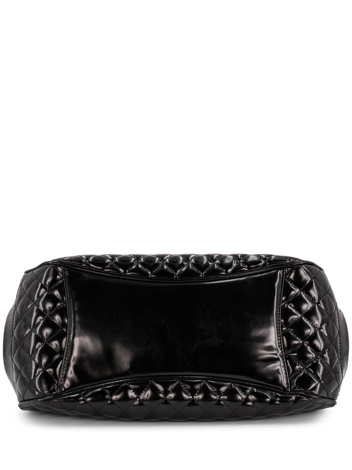 Top Quality Chanel Quilted Patent Leather CC Logo Top Handle Bag Black