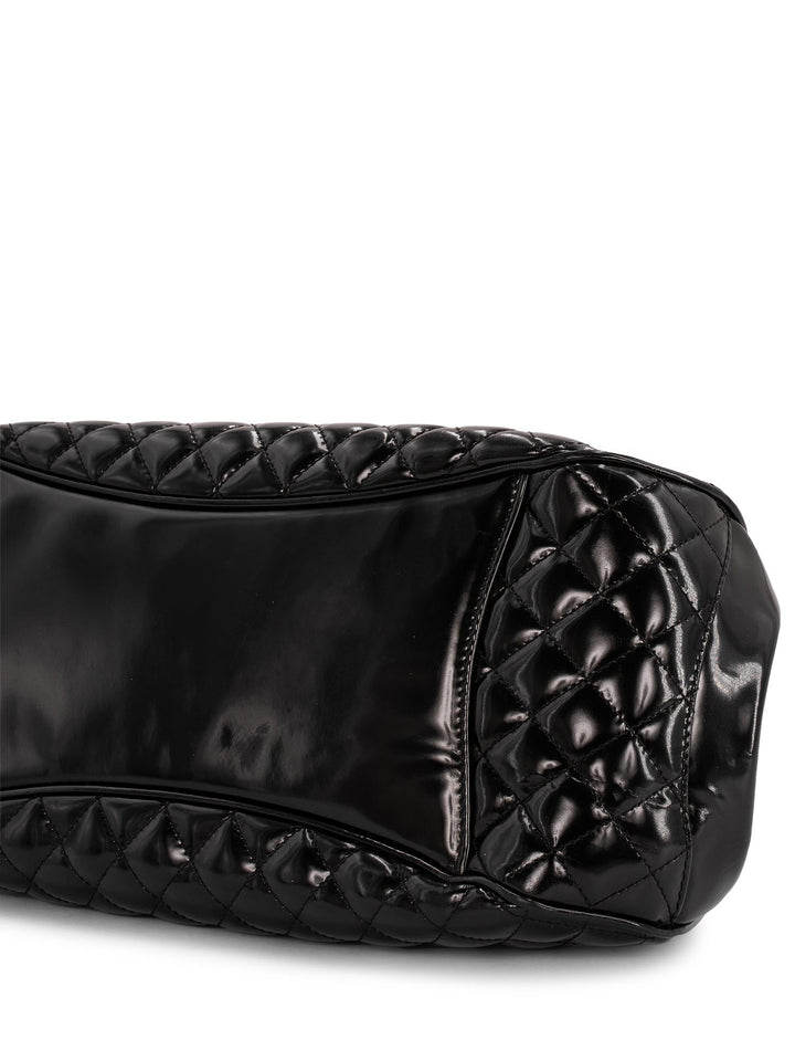 Top Quality Chanel Quilted Patent Leather CC Logo Top Handle Bag Black