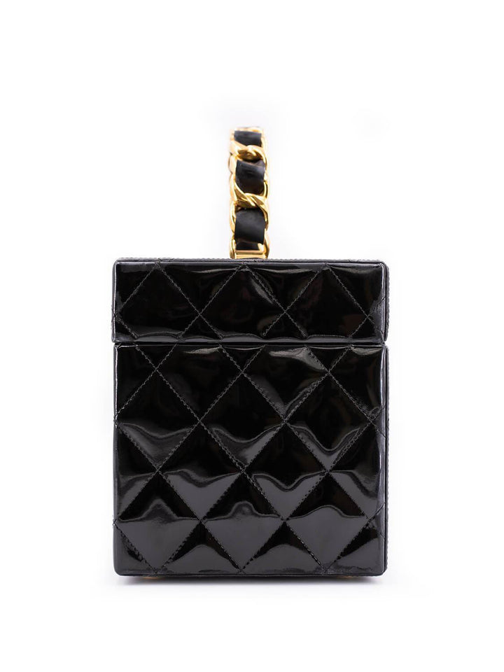 Top Quality Chanel Quilted Patent Leather CC Trunk Bag Black