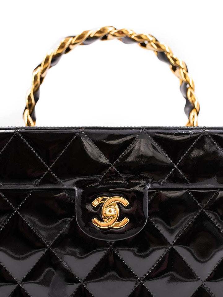 Top Quality Chanel Quilted Patent Leather CC Trunk Bag Black