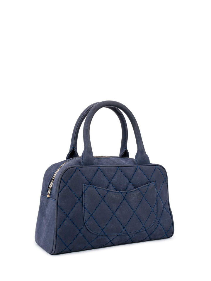 Top Quality Chanel Quilted Soft Caviar Leather Mini Tassel Bowling Bag Blue