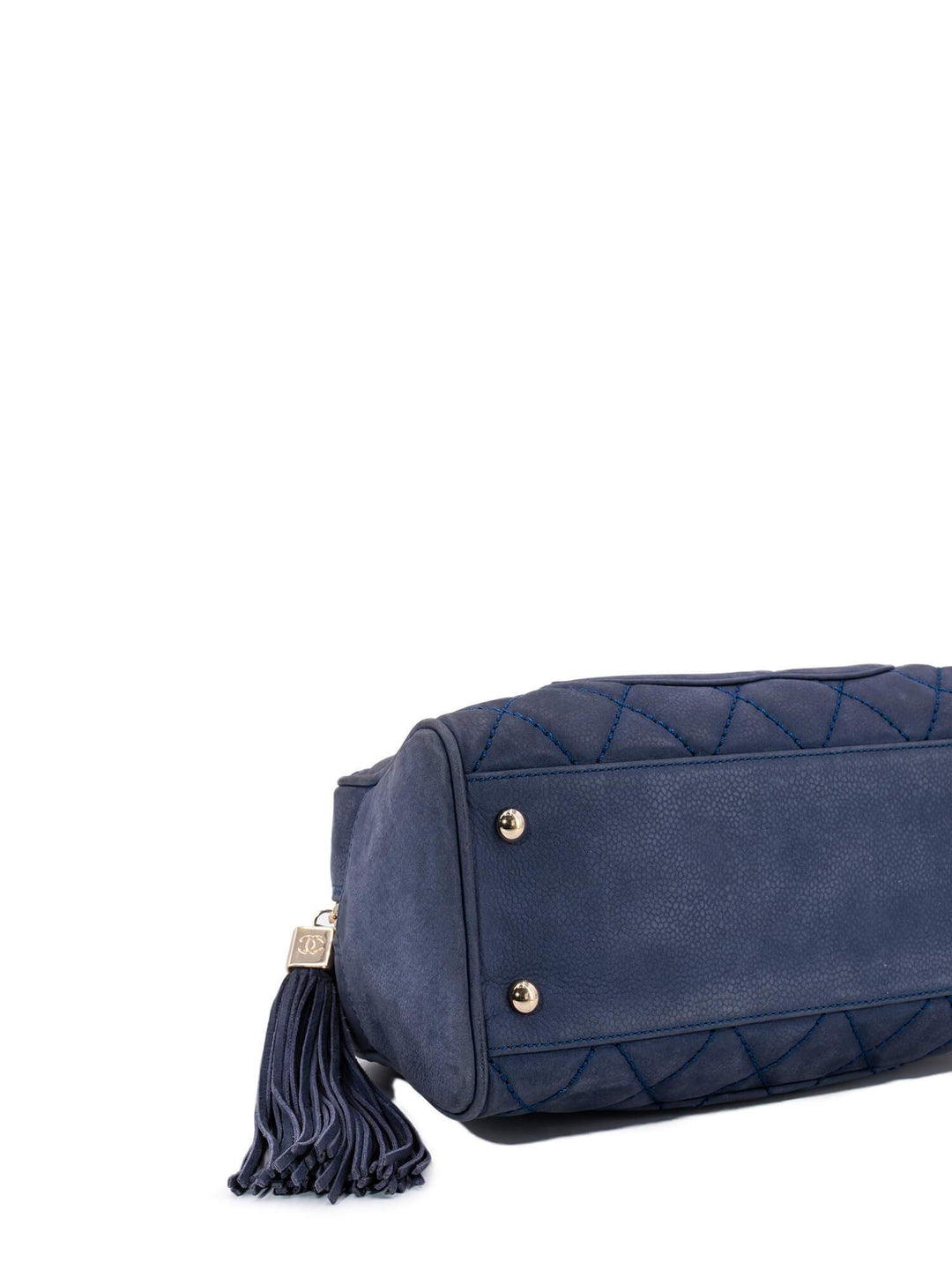 Top Quality Chanel Quilted Soft Caviar Leather Mini Tassel Bowling Bag Blue