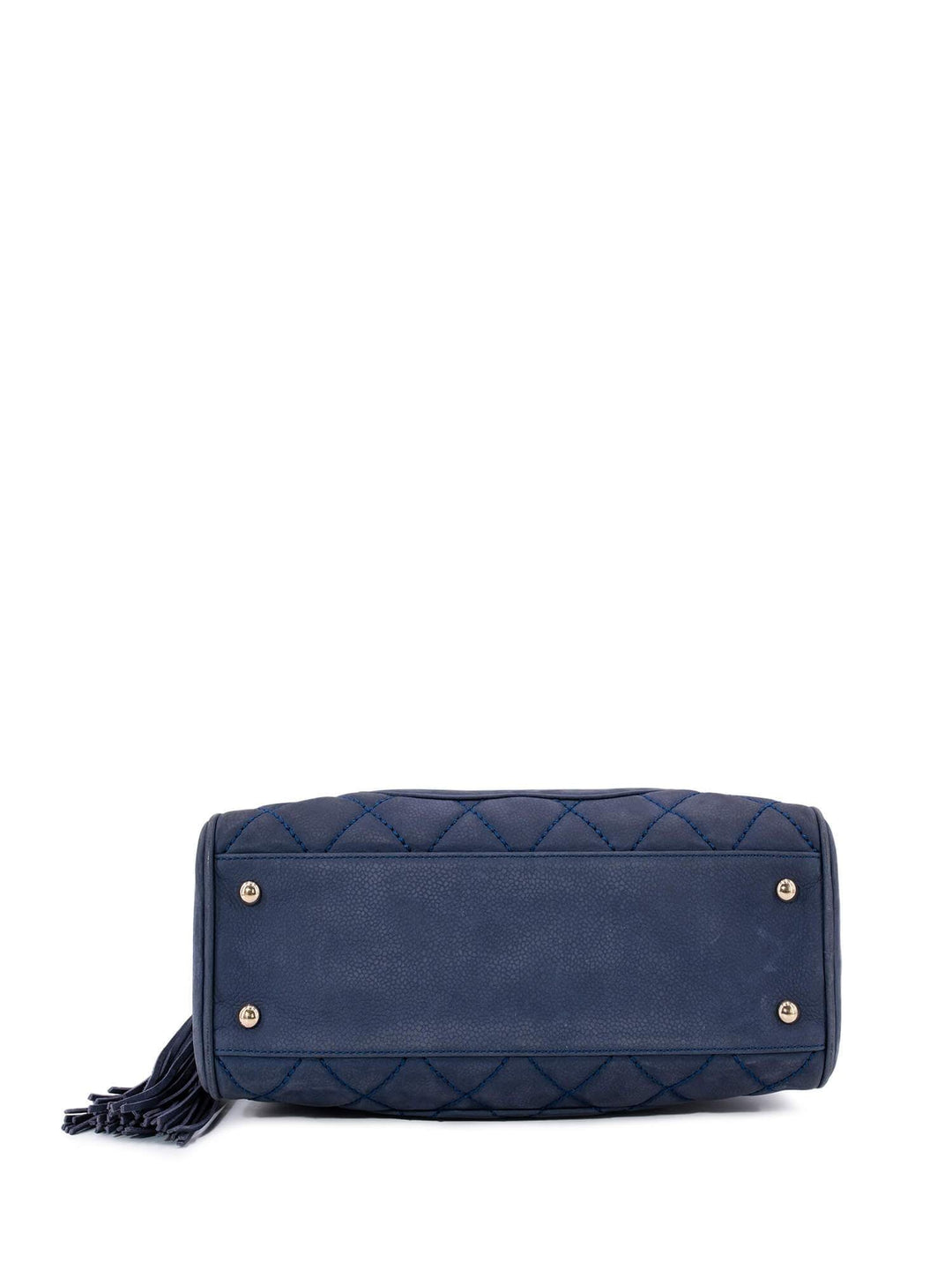 Top Quality Chanel Quilted Soft Caviar Leather Mini Tassel Bowling Bag Blue