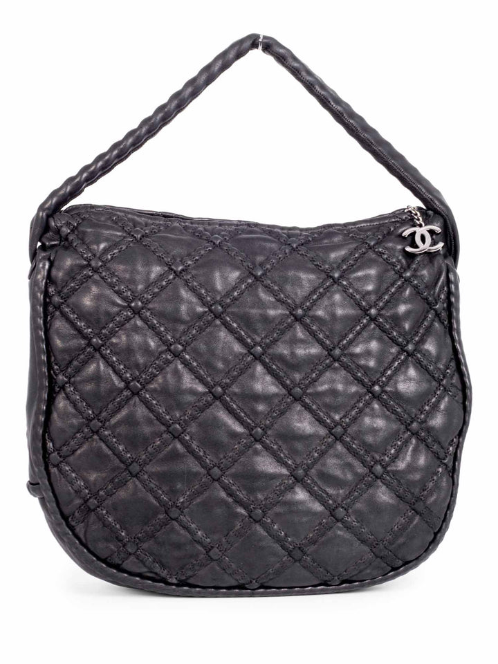 Top Quality Chanel Quilted Soft Leather Hobo Bag Black