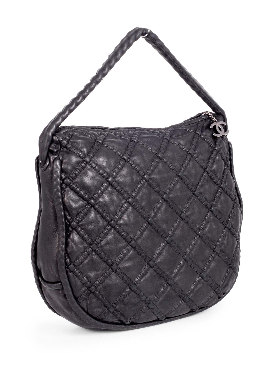 Top Quality Chanel Quilted Soft Leather Hobo Bag Black