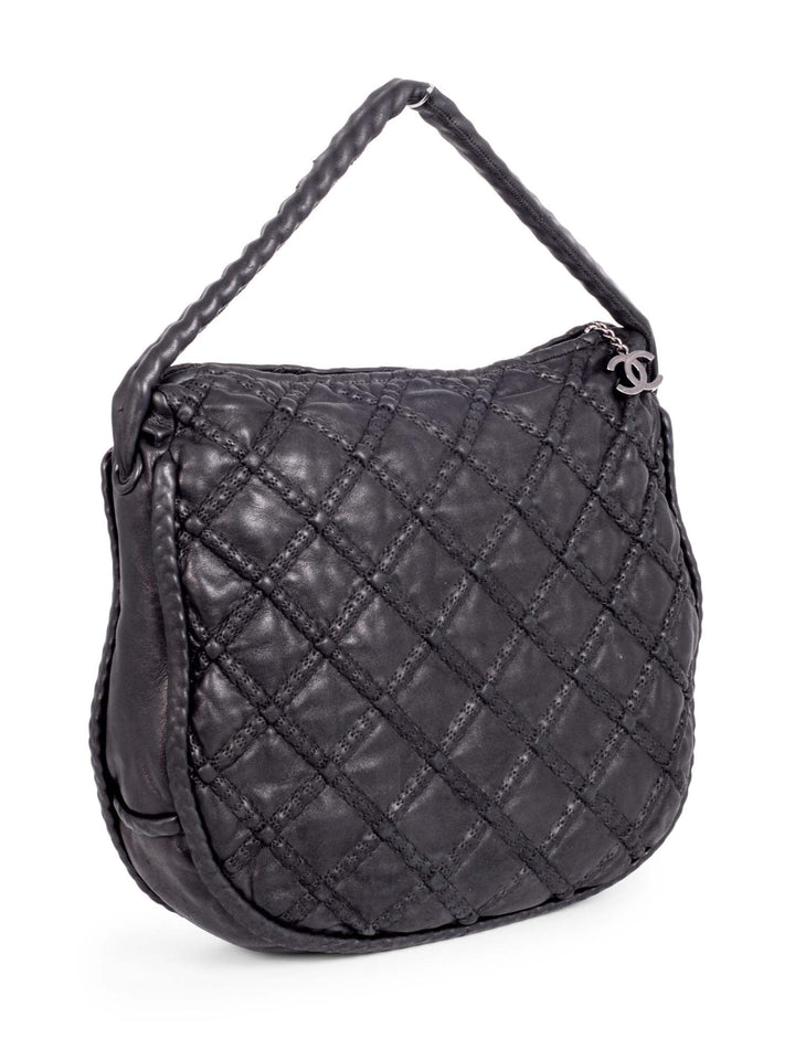 Top Quality Chanel Quilted Soft Leather Hobo Bag Black