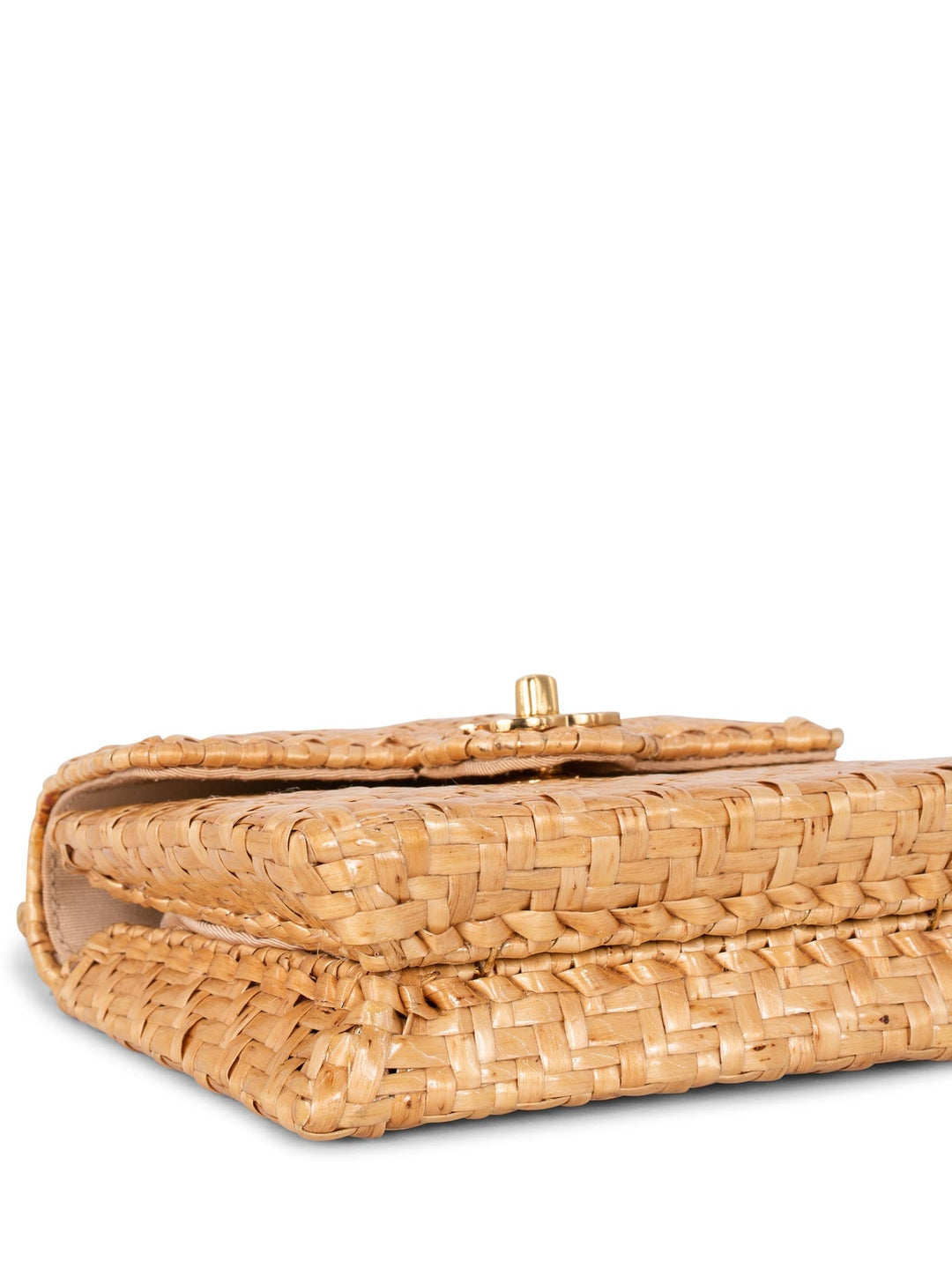 Top Quality Chanel Raffia Straw Woven Mini Square Bag Gold