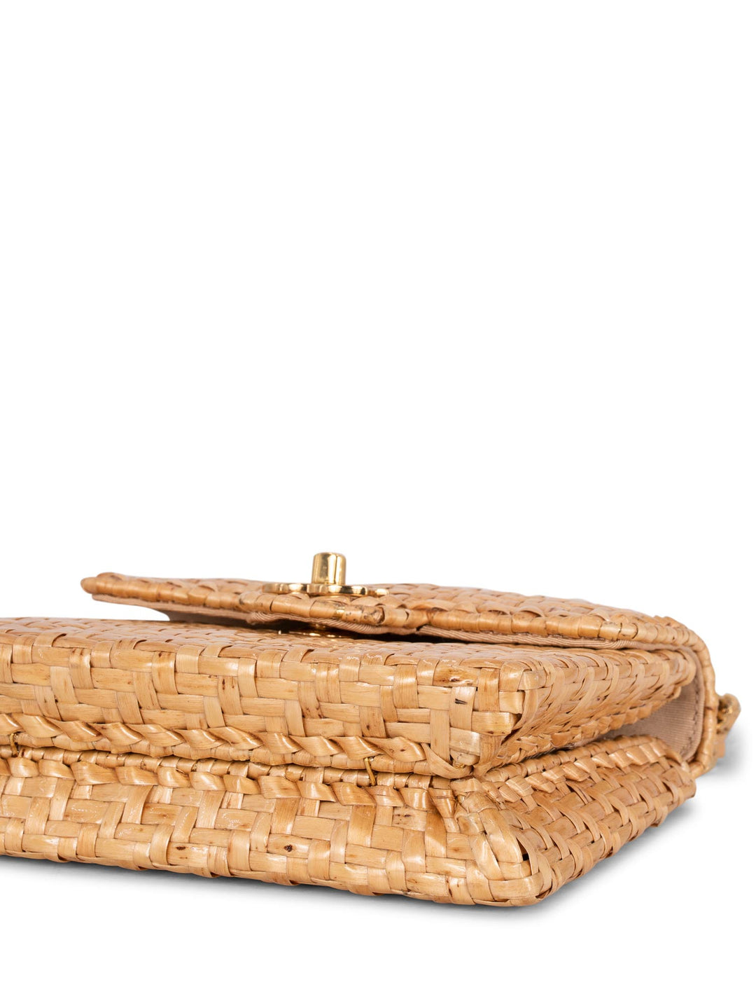 Top Quality Chanel Raffia Straw Woven Mini Square Bag Gold