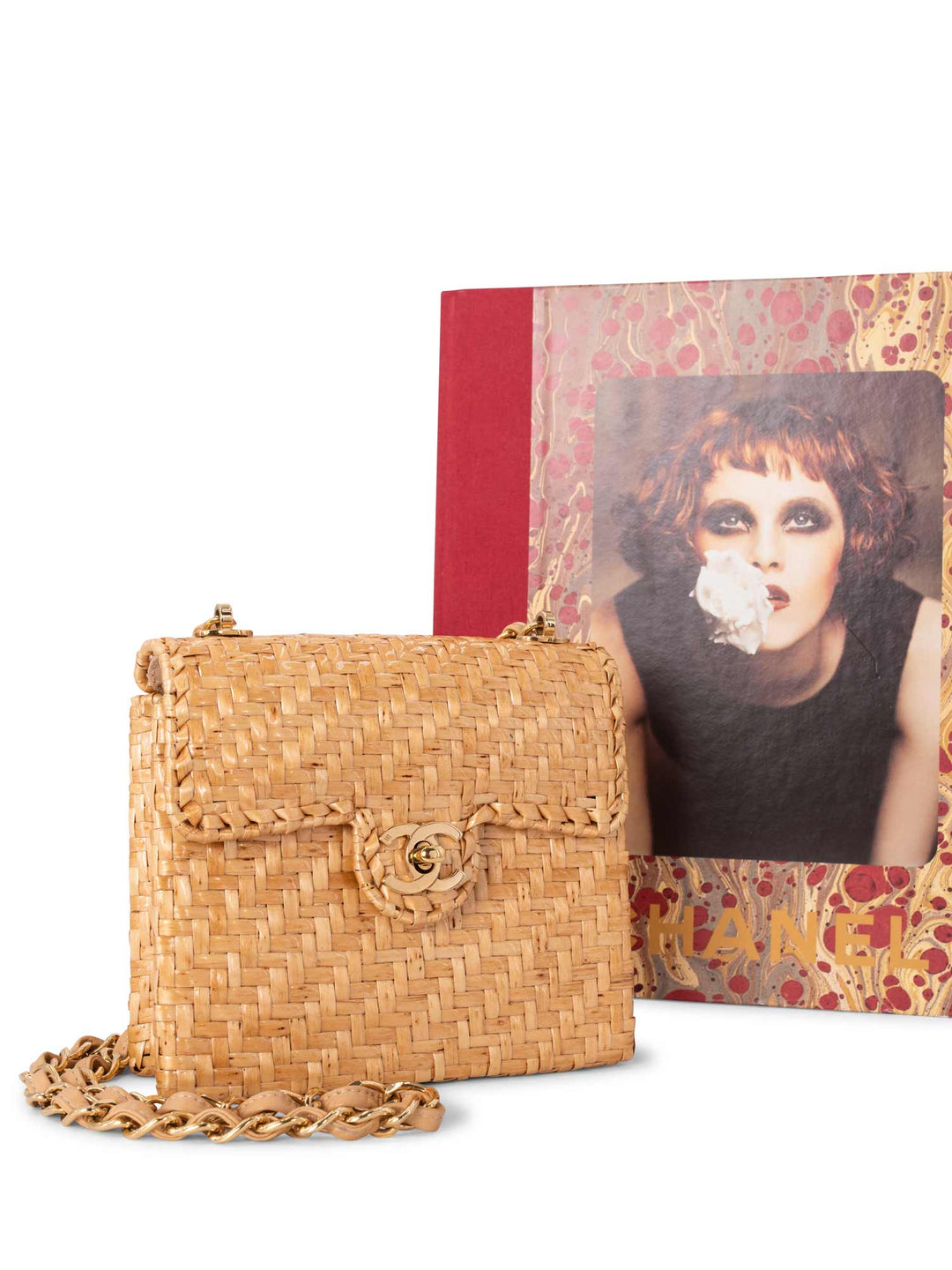 Top Quality Chanel Raffia Straw Woven Mini Square Bag Gold