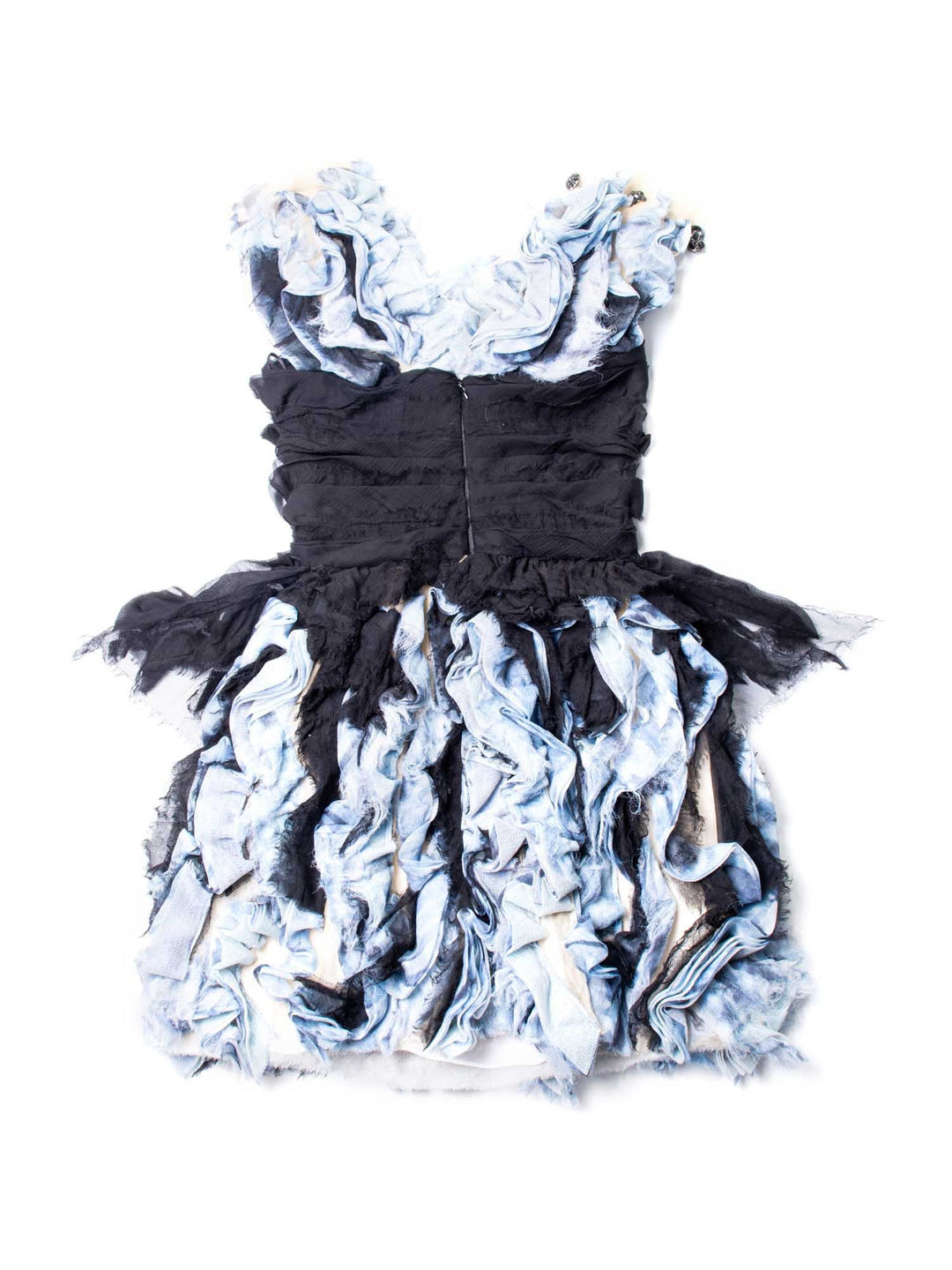 Top Quality Chanel Runway CC Logo Knit Ruffle Mini Dress Blue Black