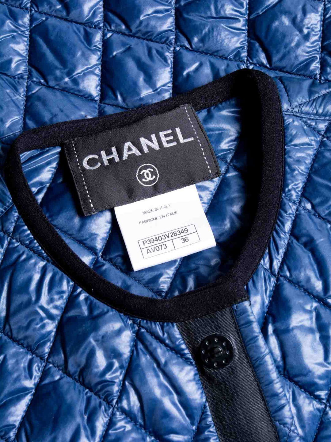 Top Quality Chanel Runway CC Logo Quilted Puffer Vest Blue Black