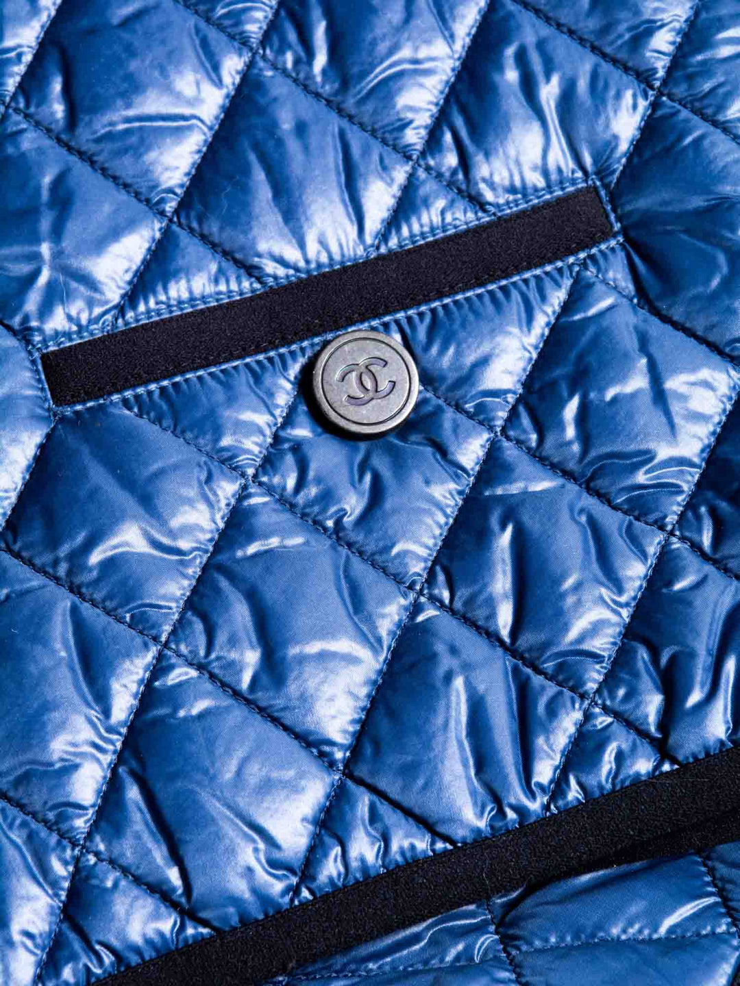 Top Quality Chanel Runway CC Logo Quilted Puffer Vest Blue Black