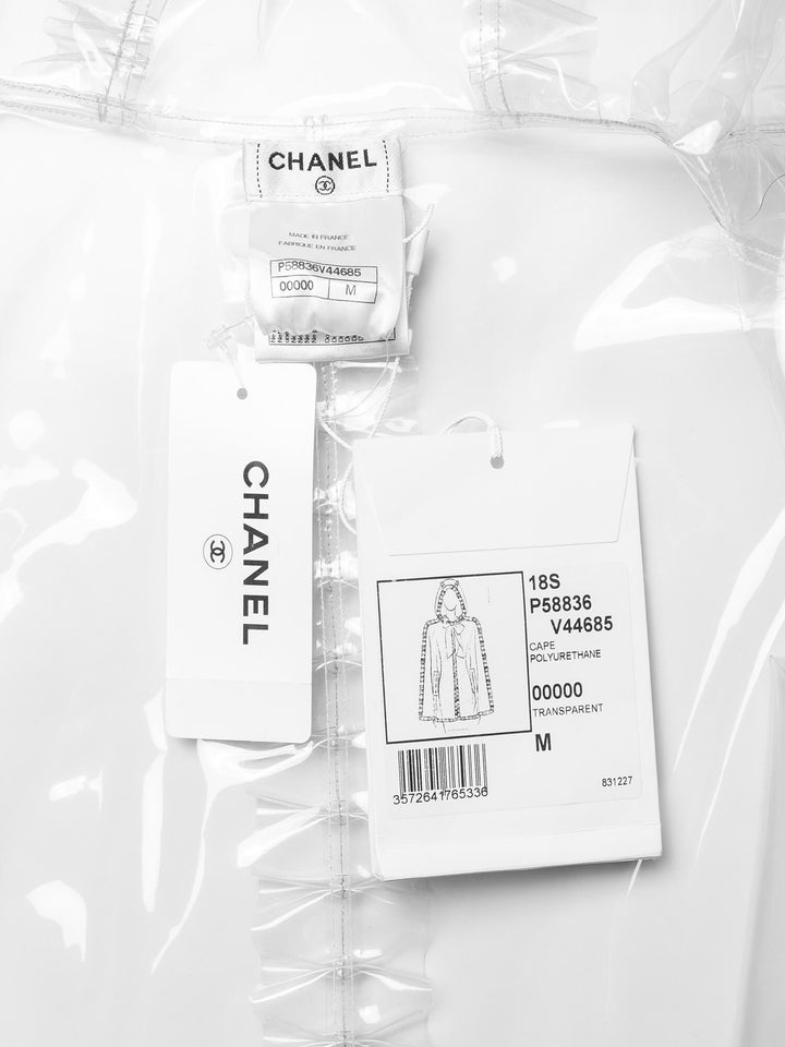 Top Quality Chanel Runway Fringe Hooded Poncho Coat Clear