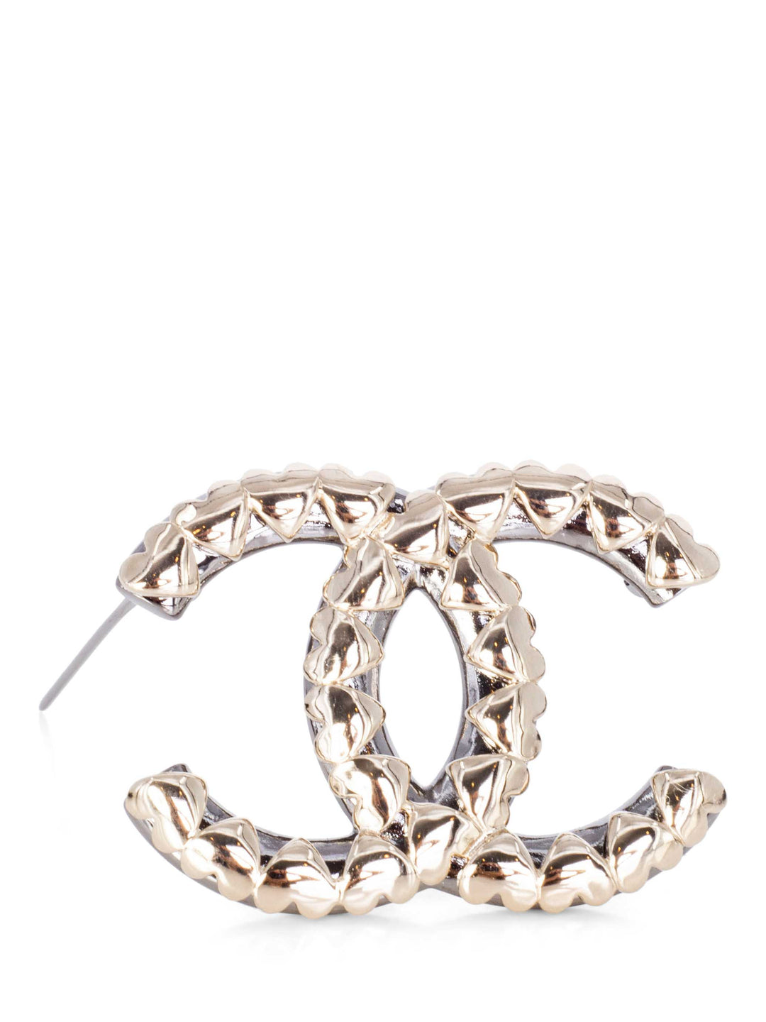 Top Quality Chanel Ruthenium CC Logo Large Pin Brooch Gold