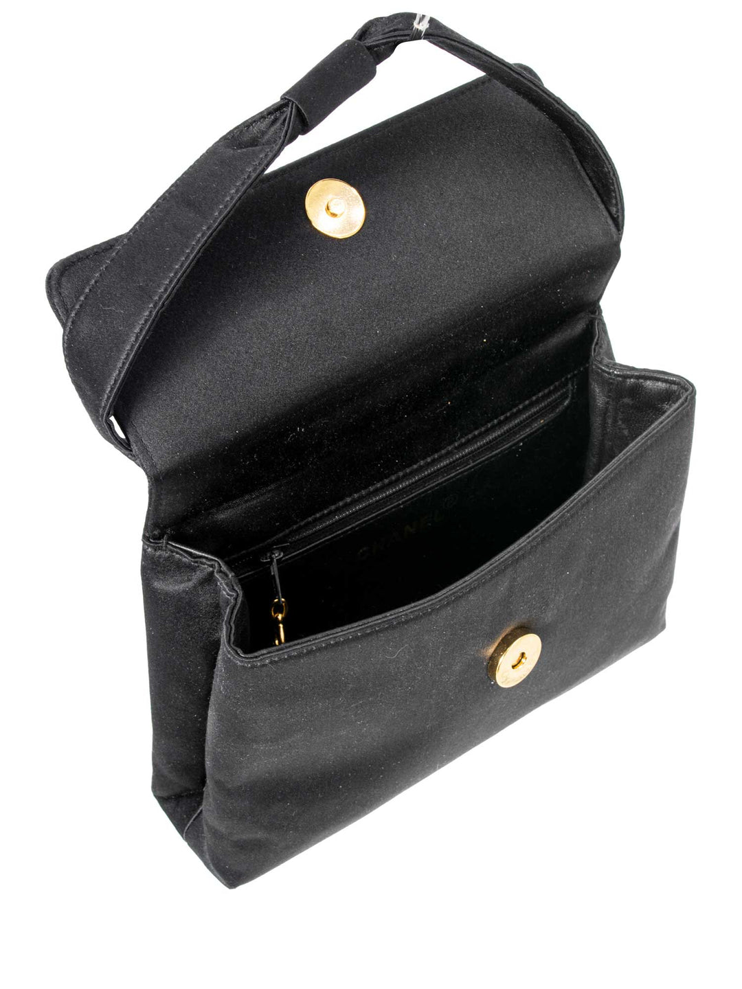 Top Quality Chanel Satin 24K Gold Camellia Mini Flap Bag Black