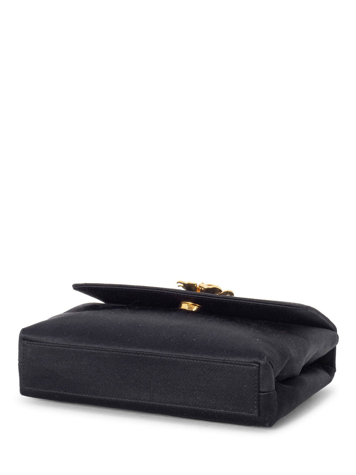 Top Quality Chanel Satin 24K Gold Camellia Mini Flap Bag Black